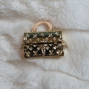 Stylish Gold Mini Bag Charm with Cream Handle